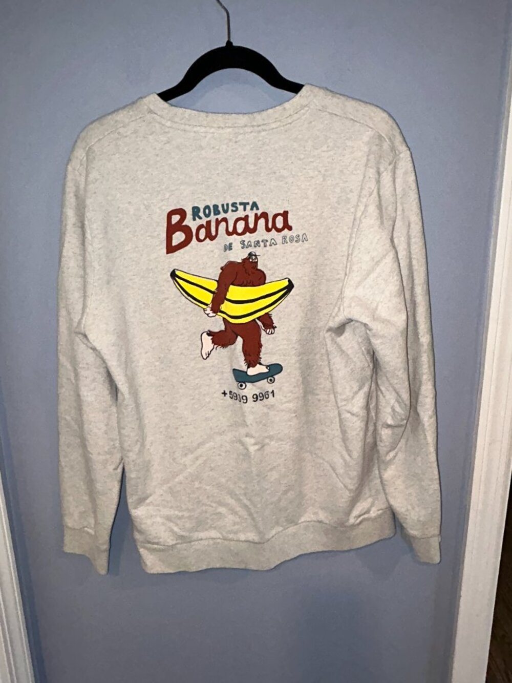 Cuisse de Grenouille Robusta Banana Sweatshirt, Men's Large, Gray, Surf Skate